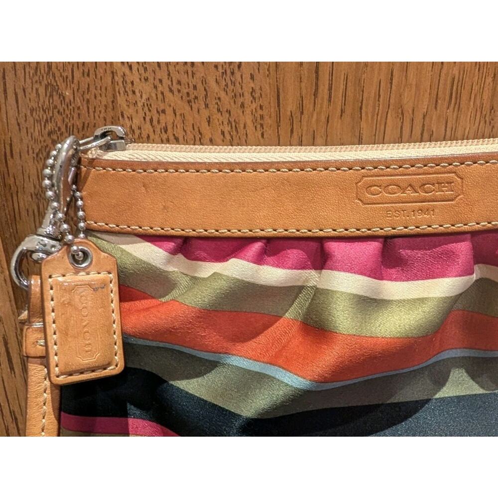 Coach Legacy Satin Leather Stripe Wristlet Wallet - Picture 3 of 6